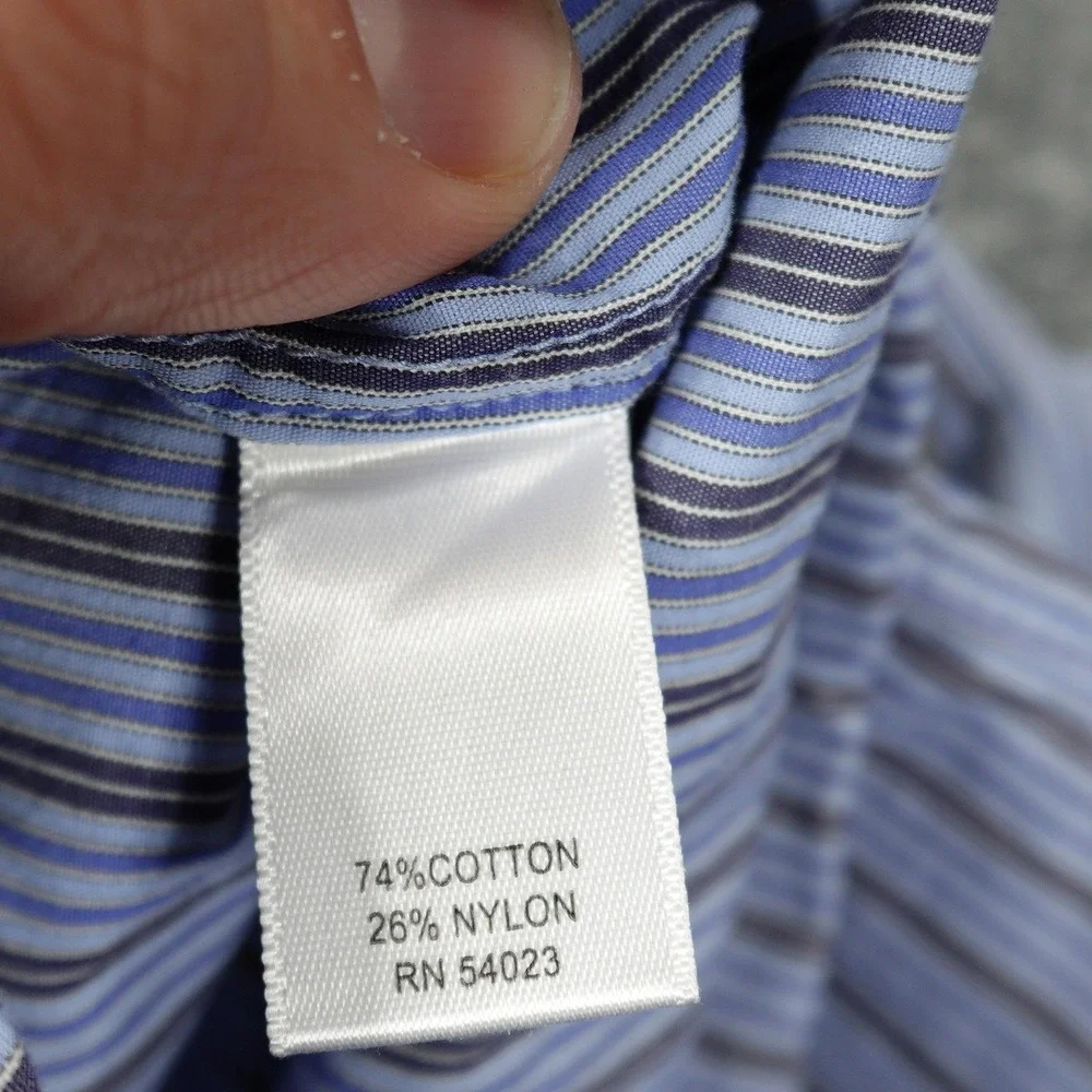 Banana Republic Shirt Mens Large Blue Striped Slim Fit Long Sleeve Button Up